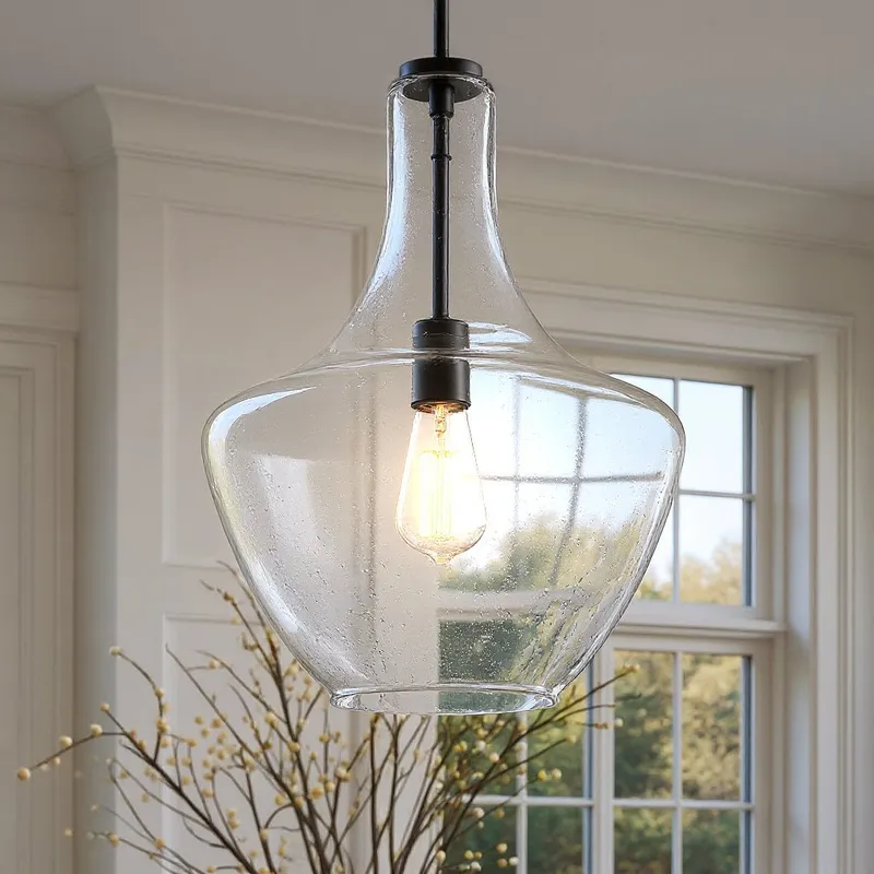UKC20123 Casual Indoor Pendant, 19.75''H x 14''W x 14''Dep, Black Finish, Opalyn Collection — Urban Ambiance LED Landscape Lights 100.0W 3000K