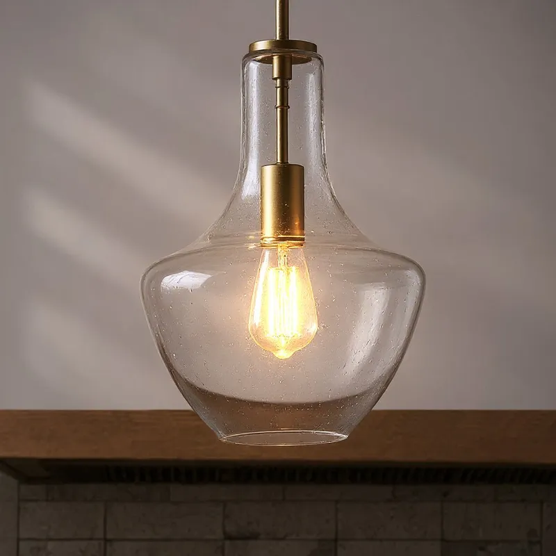 UKC20121 Casual Indoor Pendant, 15.25''H x 10.5''W x 10.5''Dep, Natural Brass Finish, Opalyn Collection — Urban Ambiance LED Landscape Lights 100.0W 3000K