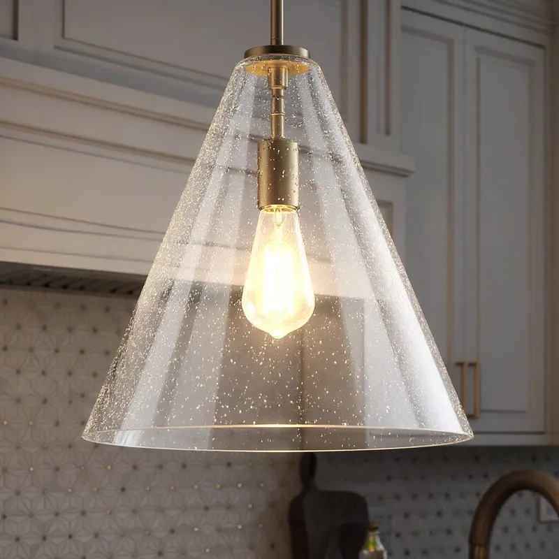 UKC20118 Casual Indoor Pendant, 15.5''H x 14.25''W x 14.25''Dep, Natural Brass Finish, Opalyn Collection — Urban Ambiance LED Landscape Lights 100.0W 3000K