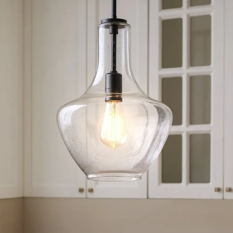 UKC20117 Casual Indoor Pendant, 15.25''H x 10.5''W x 10.5''Dep, Black Finish, Opalyn Collection — Urban Ambiance LED Landscape Lights 100.0W 3000K