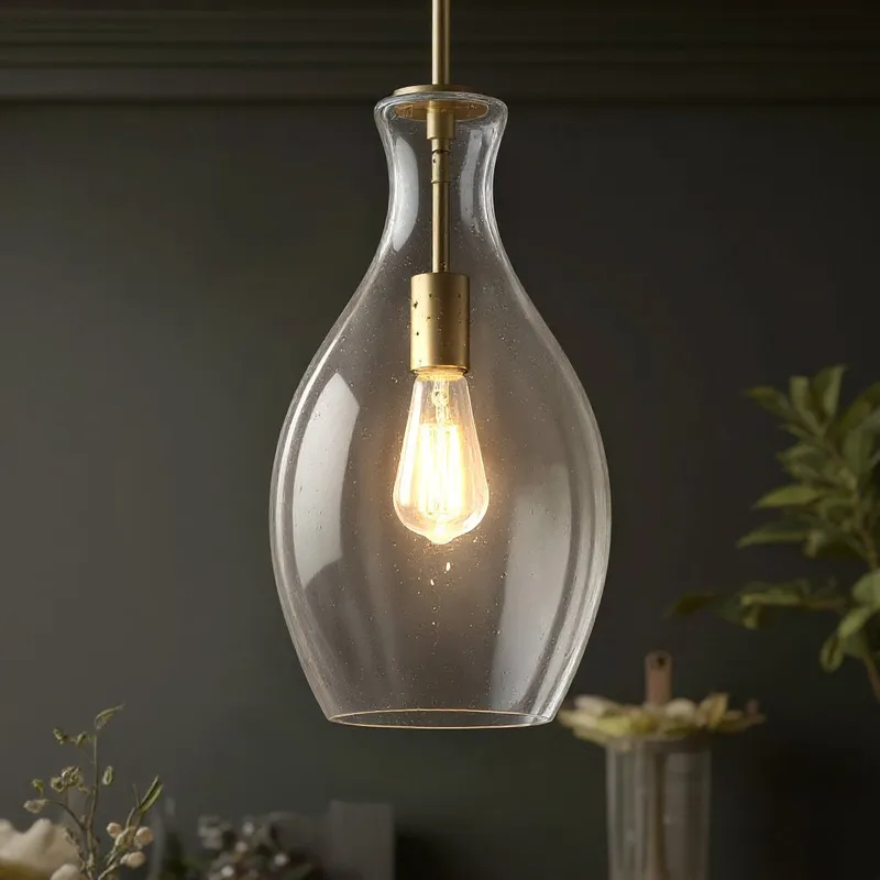 UKC20113 Casual Indoor Pendant, 17.75''H x 9''W x 9''Dep, Natural Brass Finish, Opalyn Collection — Urban Ambiance LED Landscape Lights 100.0W 3000K