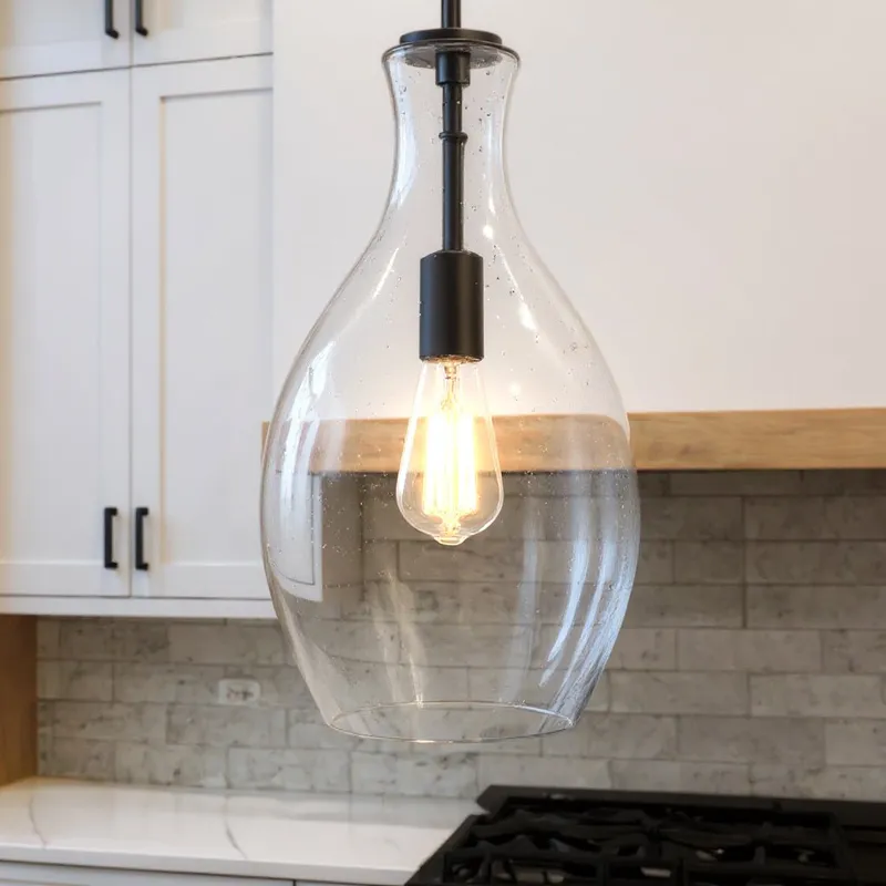 UKC20107 Casual Indoor Pendant, 17.75''H x 9''W x 9''Dep, Black Finish, Opalyn Collection — Urban Ambiance LED Landscape Lights 100.0W 3000K