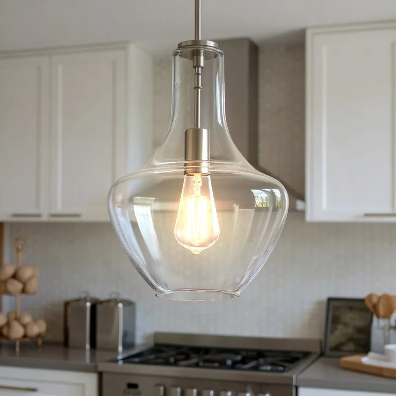 UKC20099 Casual Indoor Pendant, 15.25''H x 10.5''W x 10.5''Dep, Brushed Nickel Finish, Opalyn Collection — Urban Ambiance LED Landscape Lights 100.0W 3000K