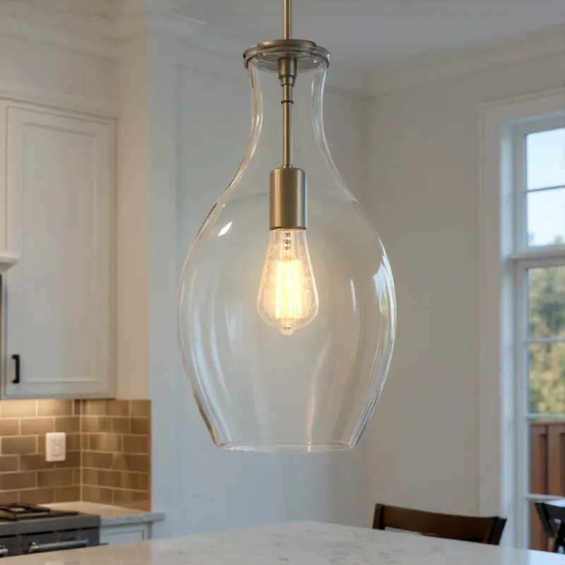 UKC20097 Casual Indoor Pendant, 17.75''H x 9''W x 9''Dep, Brushed Nickel Finish, Opalyn Collection — Urban Ambiance LED Landscape Lights 100.0W 3000K