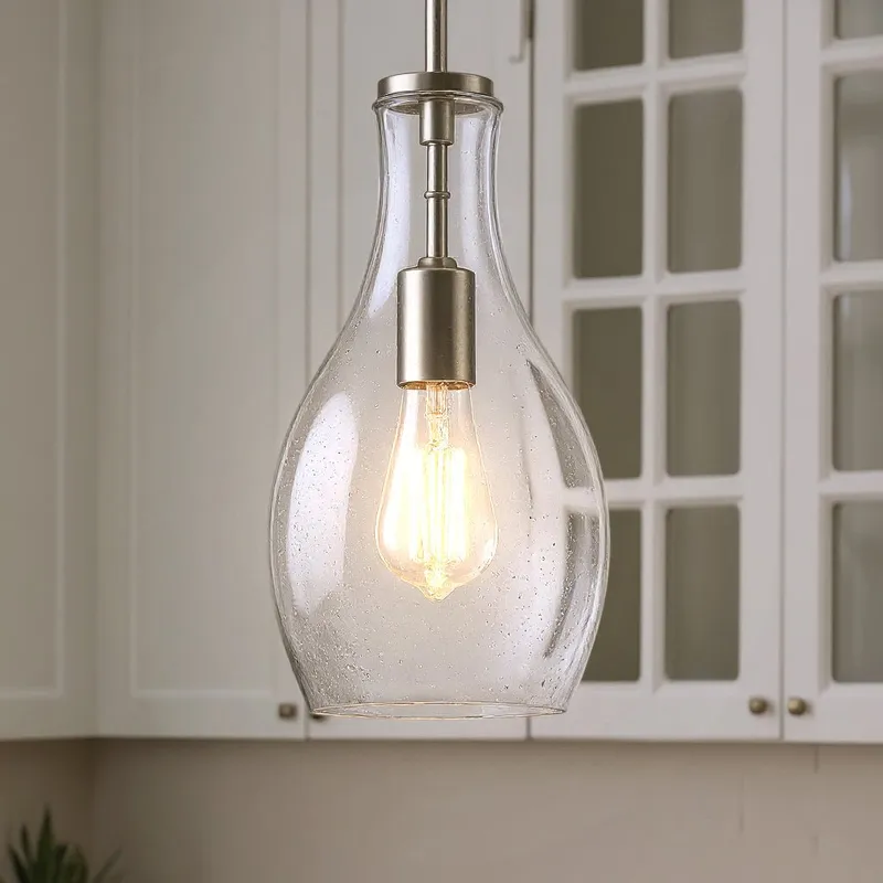 UKC20096 Casual Indoor Pendant, 13.75''H x 7''W x 7''Dep, Brushed Nickel Finish, Opalyn Collection — Urban Ambiance LED Landscape Lights 100.0W 3000K
