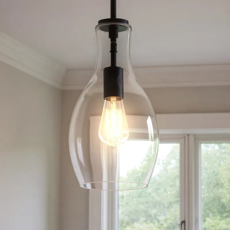 UKC20094 Casual Indoor Pendant, 13.75''H x 7''W x 7''Dep, Black Finish, Opalyn Collection — Urban Ambiance LED Landscape Lights 100.0W 3000K