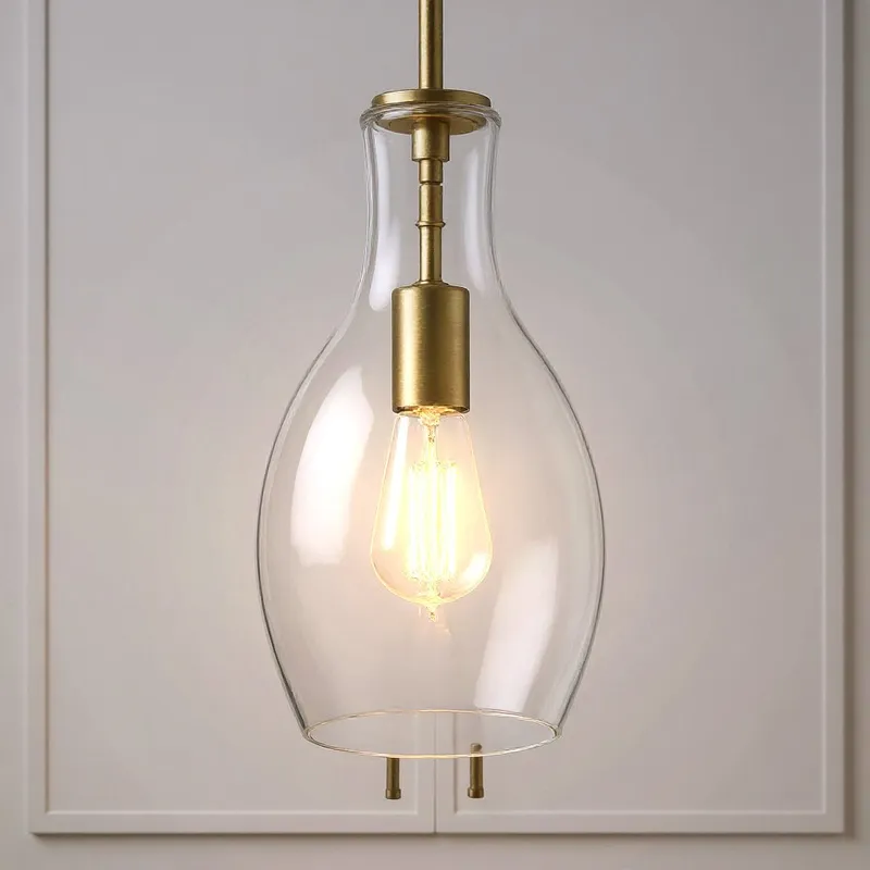 UKC20090 Casual Indoor Pendant, 13.75''H x 7''W x 7''Dep, Natural Brass Finish, Opalyn Collection — Urban Ambiance LED Landscape Lights 100.0W 3000K