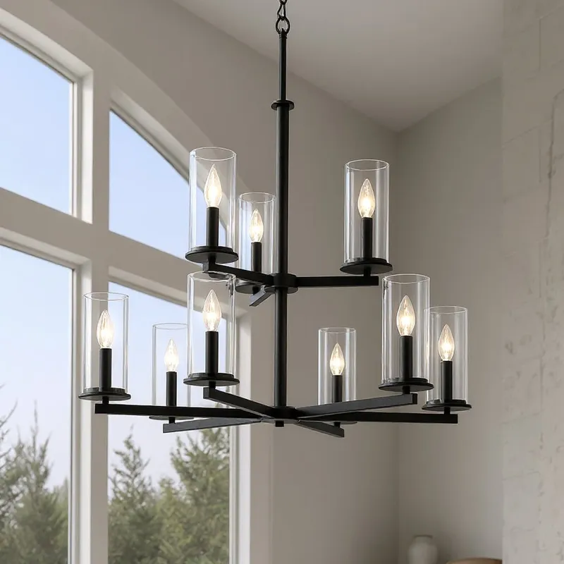 UKC20059 XL Transitional Indoor Chandelier, 32.5''H x 32.25''W x 32.25''Dep, Black Finish, Marquess Collection — Urban Ambiance LED Landscape Lights 60.0W 3000K