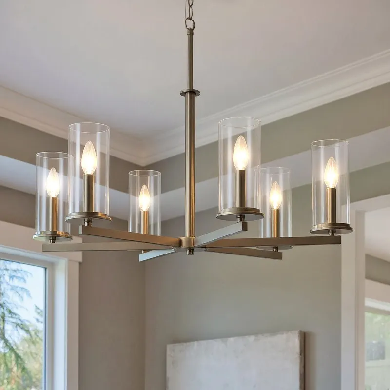 UKC20055 Transitional Indoor Chandelier, 21.75''H x 32.25''W x 32.25''Dep, Brushed Nickel Finish, Marquess Collection — Urban Ambiance LED Landscape Lights 60.0W 3000K