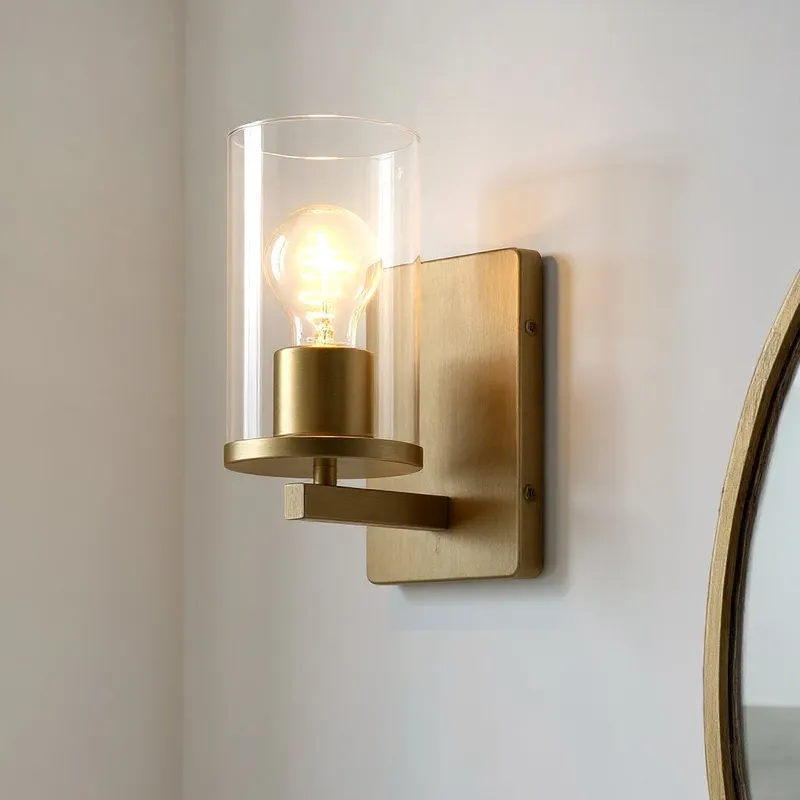 UKC20054 Transitional Indoor Bath Light, 9.25''H x 4.5''W x 6.25''Dep, Natural Brass Finish, Marquess Collection — Urban Ambiance LED Smart & Connected Lighting 100.0W 3000K