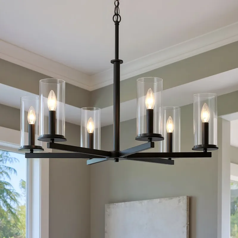 UKC20049 Transitional Indoor Chandelier, 21.75''H x 32.25''W x 32.25''Dep, Black Finish, Marquess Collection — Urban Ambiance LED Landscape Lights 60.0W 3000K
