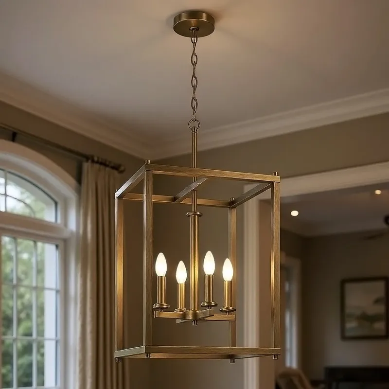 UKC20046 Transitional Indoor Chandelier, 31''H x 16''W x 16''Dep, Natural Brass Finish, Marquess Collection — Urban Ambiance LED Landscape Lights 60.0W 3000K