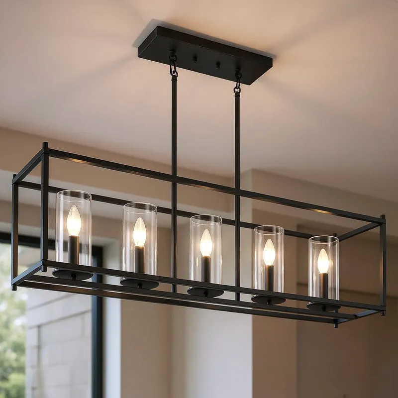 UKC20043 Transitional Indoor Chandelier, 13.5''H x 41.5''W x 10''Dep, Black Finish, Marquess Collection — Urban Ambiance LED Landscape Lights 60.0W 3000K