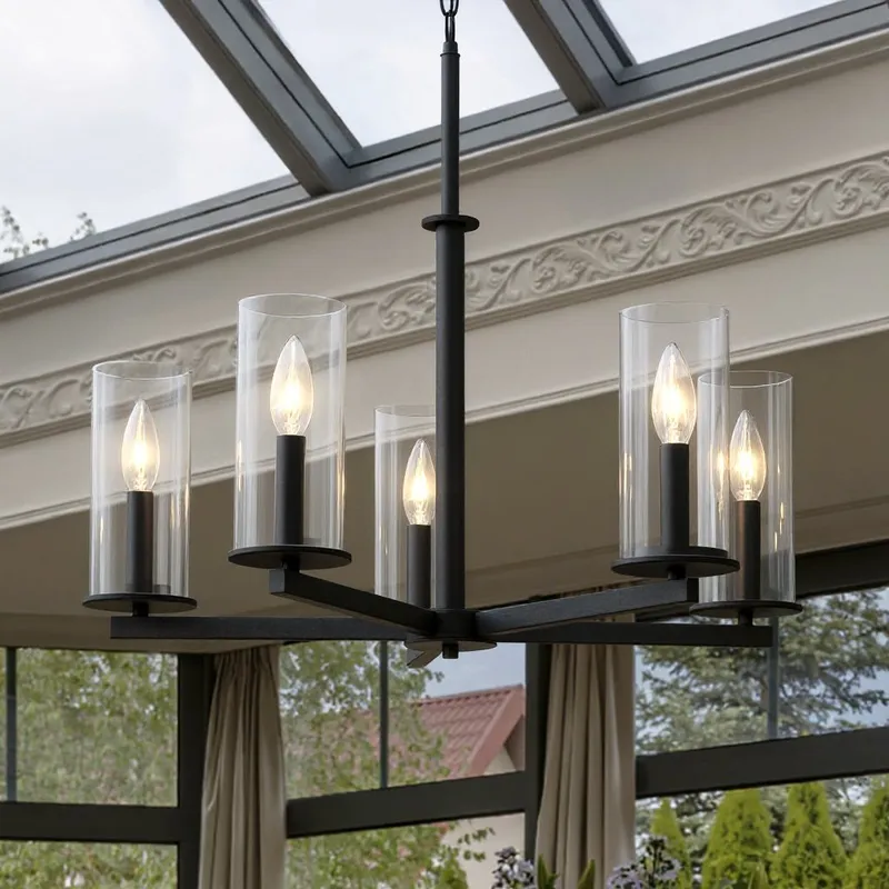 UKC20042 Transitional Indoor Chandelier, 22.25''H x 26.25''W x 26.25''Dep, Black Finish, Marquess Collection — Urban Ambiance LED Landscape Lights 60.0W 3000K
