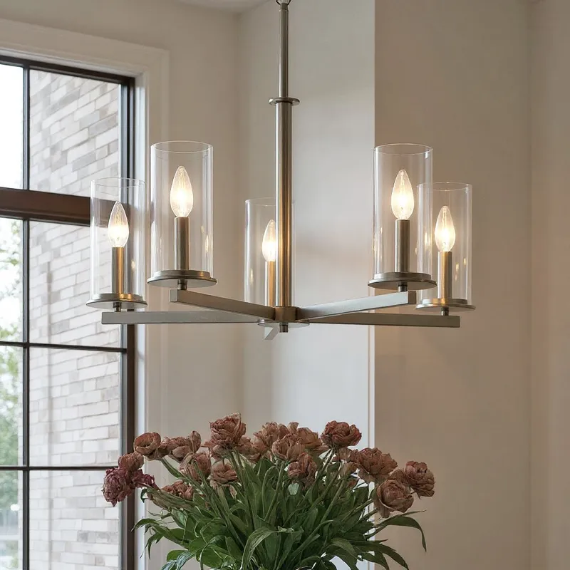 UKC20033 Transitional Indoor Chandelier, 22.25''H x 26.25''W x 26.25''Dep, Brushed Nickel Finish, Marquess Collection — Urban Ambiance LED Landscape Lights 60.0W 3000K