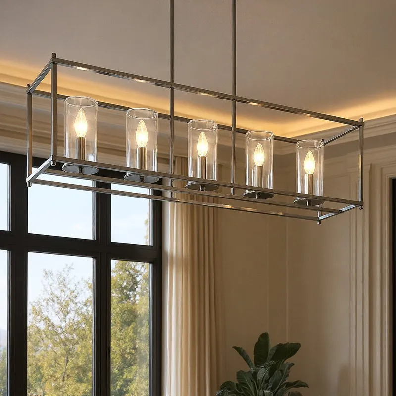 UKC20020 Transitional Indoor Chandelier, 13.5''H x 41.5''W x 10''Dep, Chrome Finish, Marquess Collection — Urban Ambiance LED Landscape Lights 60.0W 3000K
