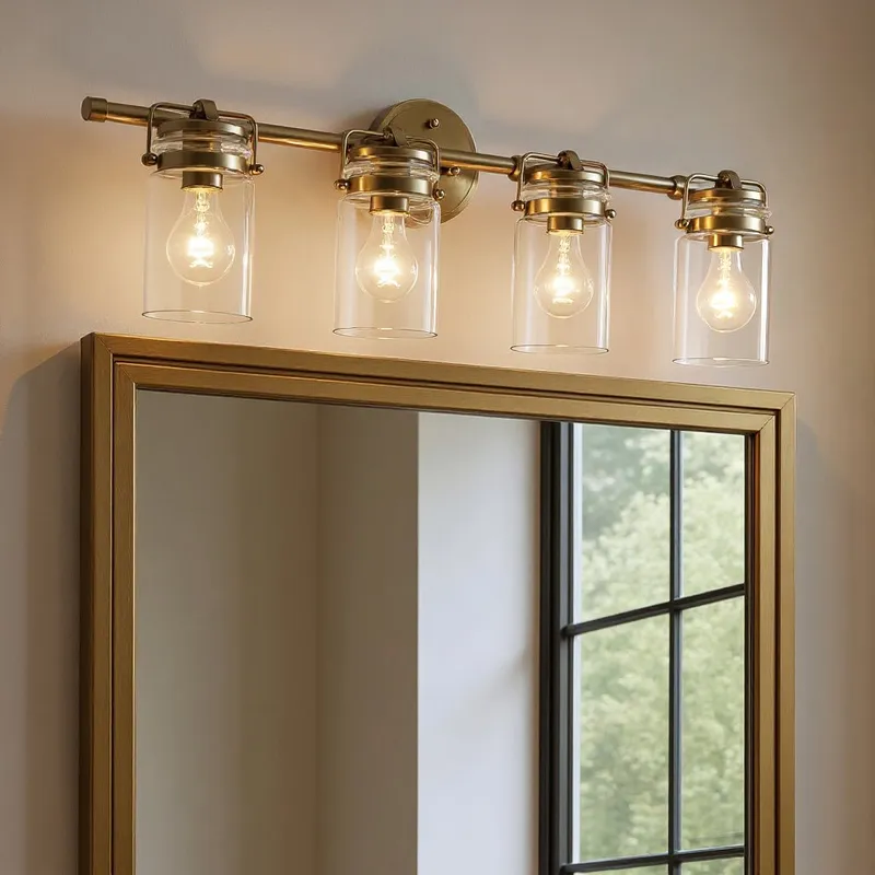 UKC20011 Industrial Indoor Bath Light, 10.25''H x 32.5''W x 6.75''Dep, Champagne Bronze Finish, Velora Collection — Urban Ambiance LED Linear Lights 75.0W 3000K