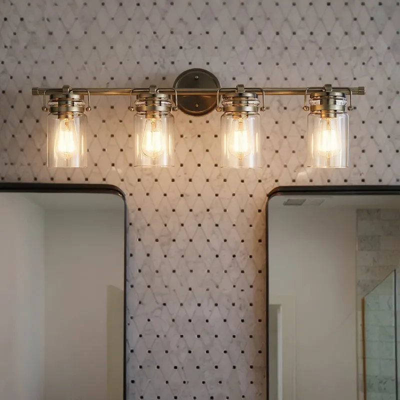 UKC20006 Industrial Indoor Bath Light, 10.25''H x 32.5''W x 6.75''Dep, Brushed Nickel Finish, Velora Collection — Urban Ambiance LED Linear Lights 75.0W 3000K