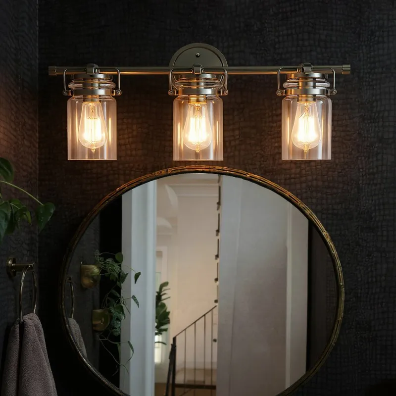 UKC20004 Industrial Indoor Bath Light, 10''H x 24''W x 6.75''Dep, Brushed Nickel Finish, Velora Collection — Urban Ambiance LED Linear Lights 75.0W 3000K