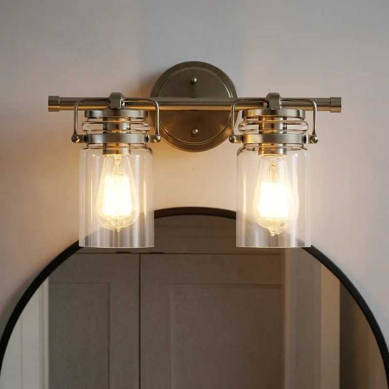 UKC20002 Industrial Indoor Bath Light, 10''H x 15.75''W x 6.75''Dep, Brushed Nickel Finish, Velora Collection — Urban Ambiance LED Linear Lights 75.0W 3000K