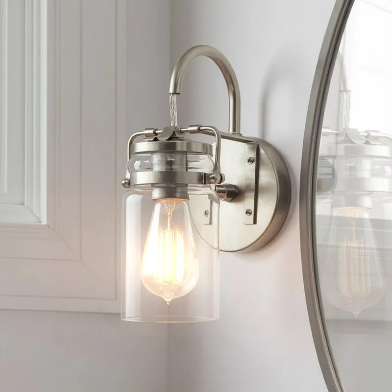 UKC20000 Industrial Indoor Bath Light, 11.5''H x 5''W x 6.5''Dep, Brushed Nickel Finish, Velora Collection — Urban Ambiance LED Smart & Connected Lighting 100.0W 3000K