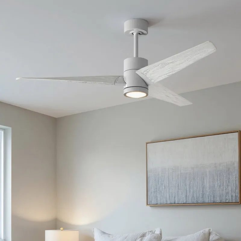 UMC9493 Casual Indoor/Outdoor Ceiling Fan, 12" (Plus Downrod) H x 52" W x 52" D, Gloss White Finish, Glimmereach Collection — Urban Ambiance LED Post Top Lights 33.0W 2797K