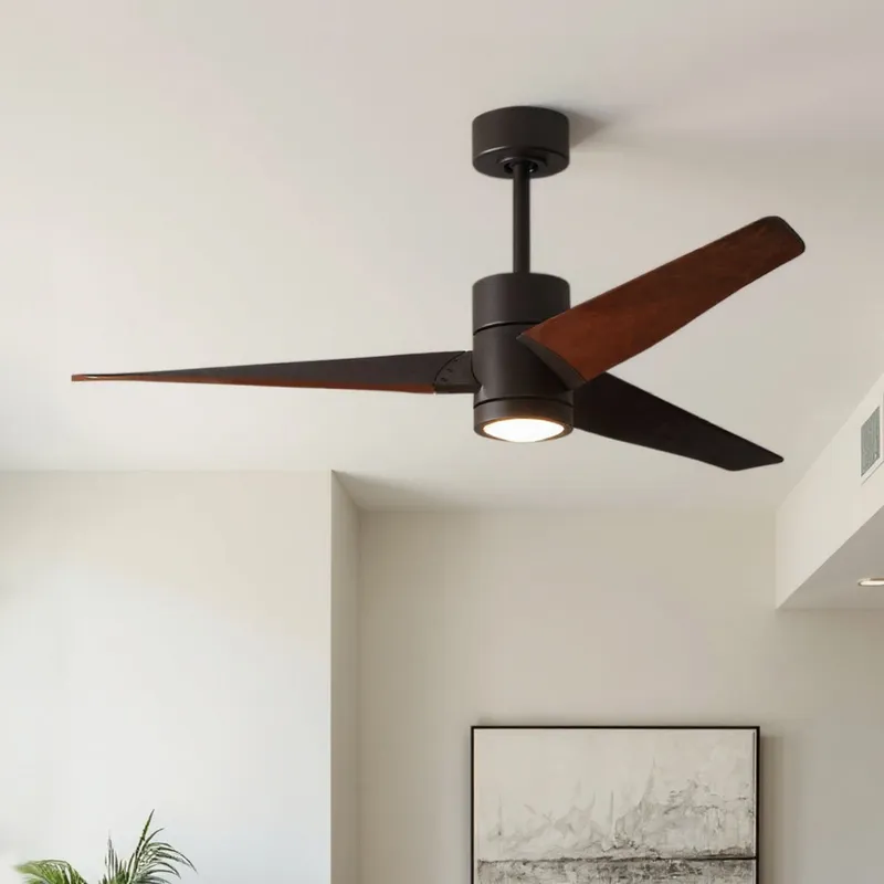 UMC9491 Mid Century Modern Indoor/Outdoor Ceiling Fan, 12" (Plus Downrod) H x 60" W x 60" D, Textured Bronze Finish, Glimmereach Collection — Urban Ambiance LED Post Top Lights 33.3W 2797K