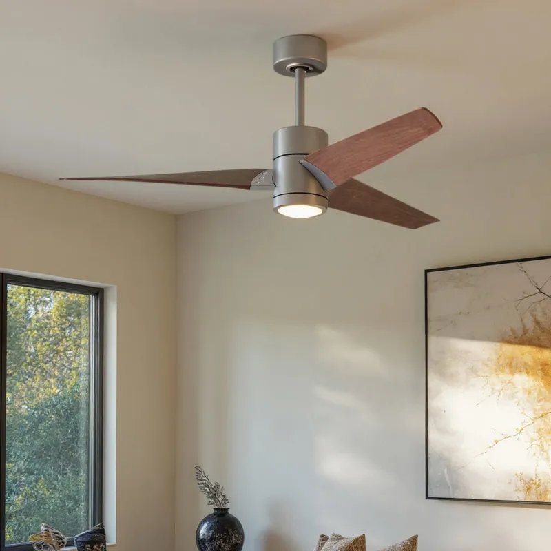 UMC9487 Traditional Indoor/Outdoor Ceiling Fan, 12" (Plus Downrod) H x 52" W x 52" D, Brushed Nickel Finish, Glimmereach Collection — Urban Ambiance LED Post Top Lights 33.0W 2797K
