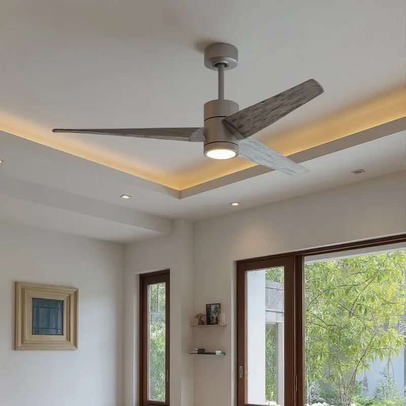 UMC9485 Modern Farmhouse Indoor/Outdoor Ceiling Fan, 12" (Plus Downrod) H x 60" W x 60" D, Brushed Nickel Finish, Glimmereach Collection — Urban Ambiance LED Post Top Lights 33.3W 2700K