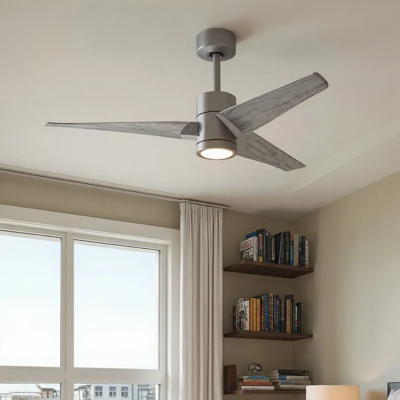 UMC9484 Industrial Indoor/Outdoor Ceiling Fan, 12" (Plus Downrod) H x 52" W x 52" D, Brushed Nickel Finish, Glimmereach Collection — Urban Ambiance LED Post Top Lights 33.0W 2797K
