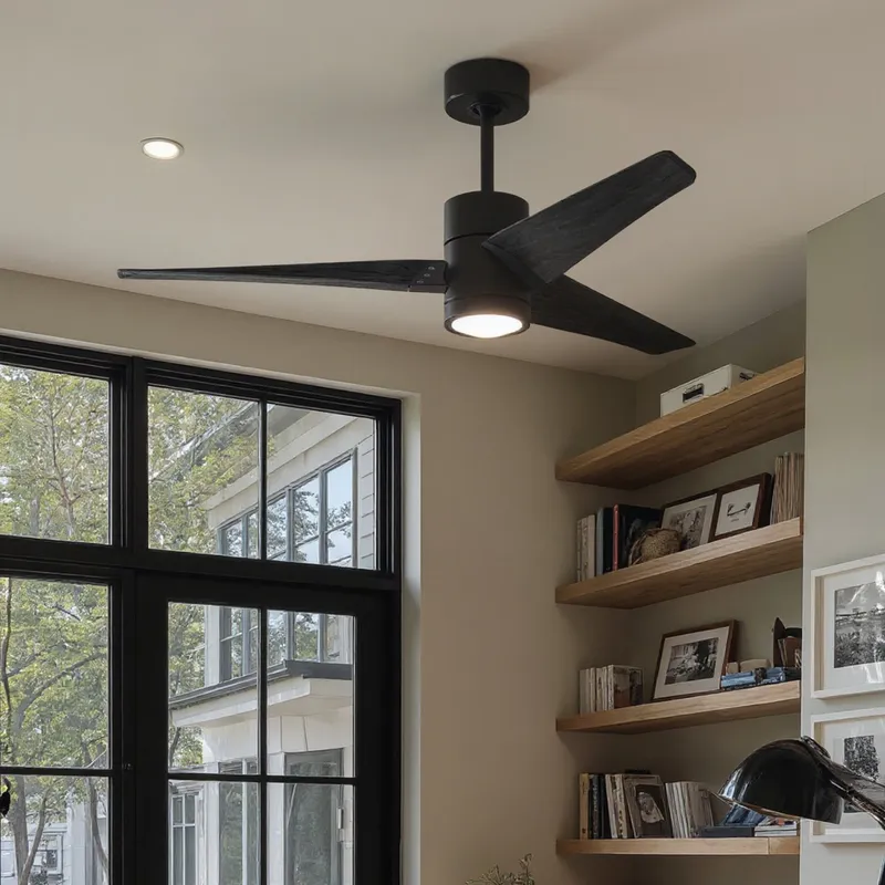 UMC9481 Colonial Indoor/Outdoor Ceiling Fan, 12" (Plus Downrod) H x 52" W x 52" D, Matte Black Finish, Glimmereach Collection — Urban Ambiance LED Post Top Lights 33.0W 2797K