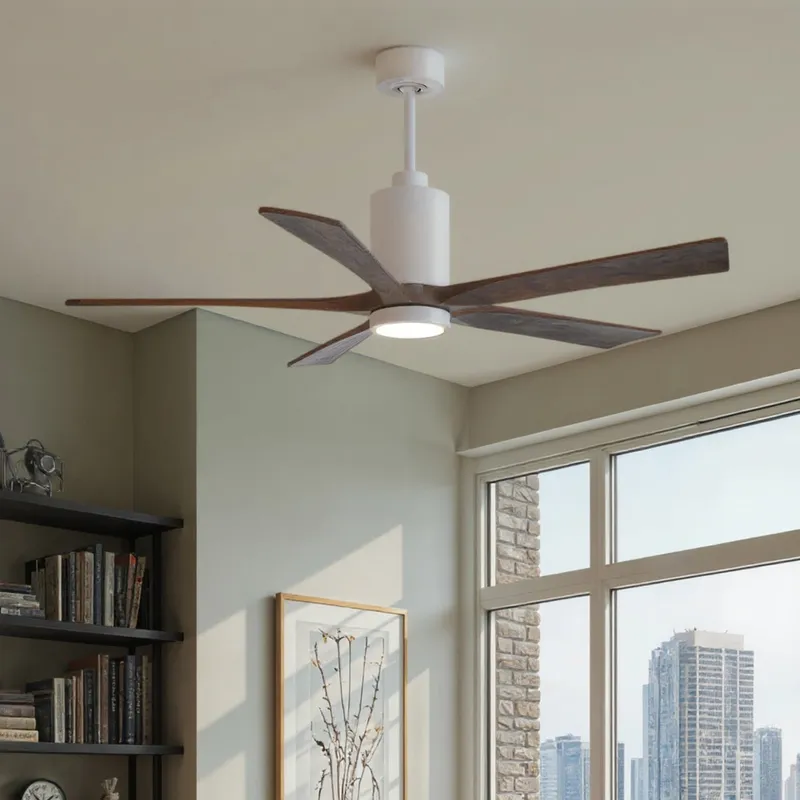 UMC9471 Modern Indoor/Outdoor Ceiling Fan, 14" (Plus Downrod) H x 60" W x 60" D, Gloss White Finish, Thistmere Collection — Urban Ambiance LED Post Top Lights 31.6W 6500K