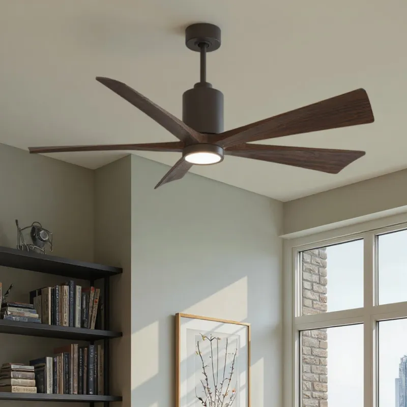 UMC9468 Mid Century Modern Indoor/Outdoor Ceiling Fan, 14" (Plus Downrod) H x 60" W x 60" D, Textured Bronze Finish, Thistmere Collection — Urban Ambiance LED Post Top Lights 31.6W 6500K