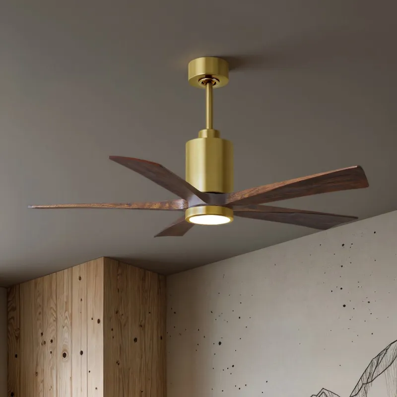 UMC9464 Farmhouse Indoor/Outdoor Ceiling Fan, 14" (Plus Downrod) H x 52" W x 52" D, Brushed Brass Finish, Thistmere Collection — Urban Ambiance LED Post Top Lights 31.8W 6500K