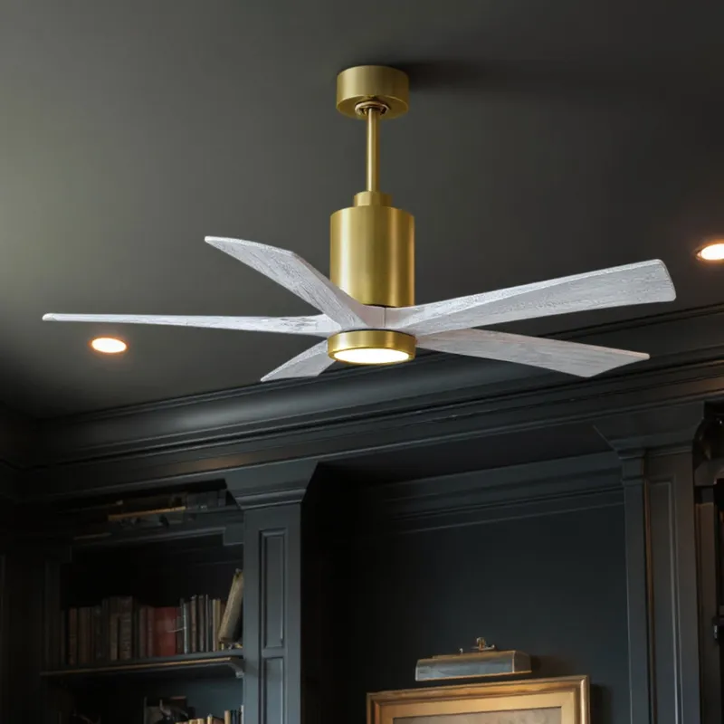 UMC9462 Colonial Indoor/Outdoor Ceiling Fan, 14" (Plus Downrod) H x 52" W x 52" D, Brushed Brass Finish, Thistmere Collection — Urban Ambiance LED Post Top Lights 31.8W 6500K