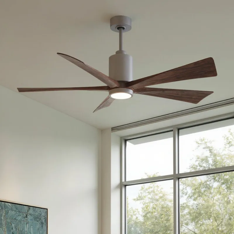 UMC9459 Urban Loft Indoor/Outdoor Ceiling Fan, 14" (Plus Downrod) H x 60" W x 60" D, Brushed Nickel Finish, Thistmere Collection — Urban Ambiance LED Post Top Lights 31.6W 6500K