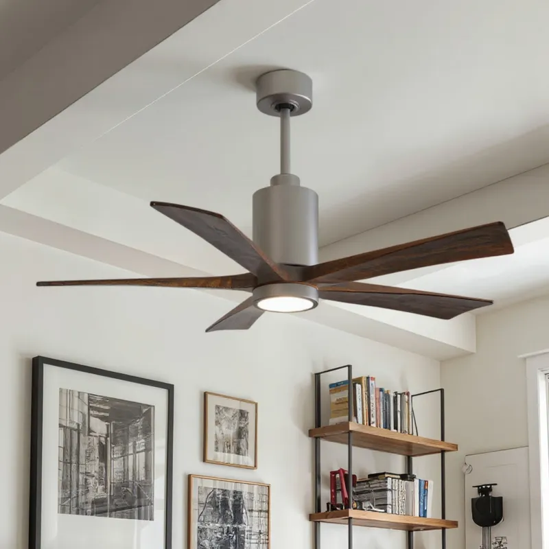 UMC9458 Farmhouse Indoor/Outdoor Ceiling Fan, 14" (Plus Downrod) H x 52" W x 52" D, Brushed Nickel Finish, Thistmere Collection — Urban Ambiance LED Post Top Lights 31.8W 6500K