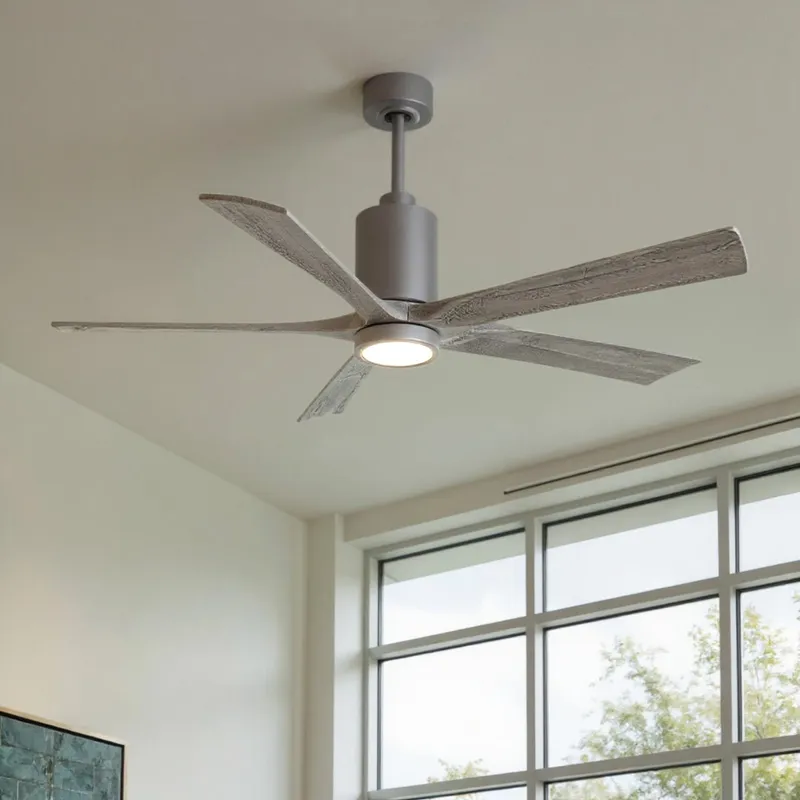 UMC9456 Traditional Indoor/Outdoor Ceiling Fan, 14" (Plus Downrod) H x 60" W x 60" D, Brushed Nickel Finish, Thistmere Collection — Urban Ambiance LED Post Top Lights 31.6W 6500K