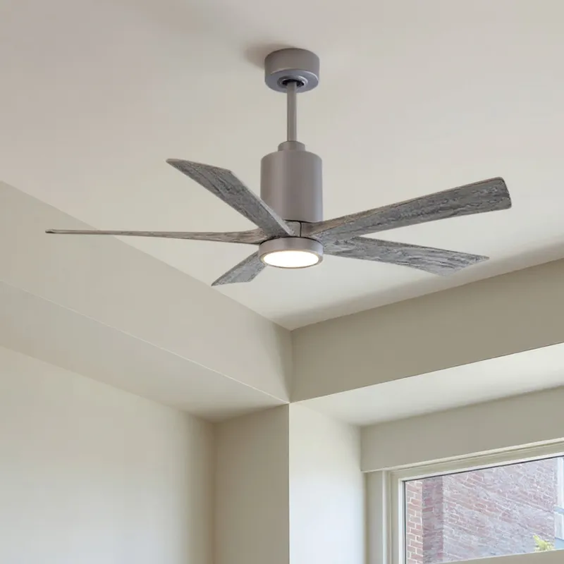 UMC9455 Farmhouse Indoor/Outdoor Ceiling Fan, 14" (Plus Downrod) H x 52" W x 52" D, Brushed Nickel Finish, Thistmere Collection — Urban Ambiance LED Post Top Lights 31.8W 6500K