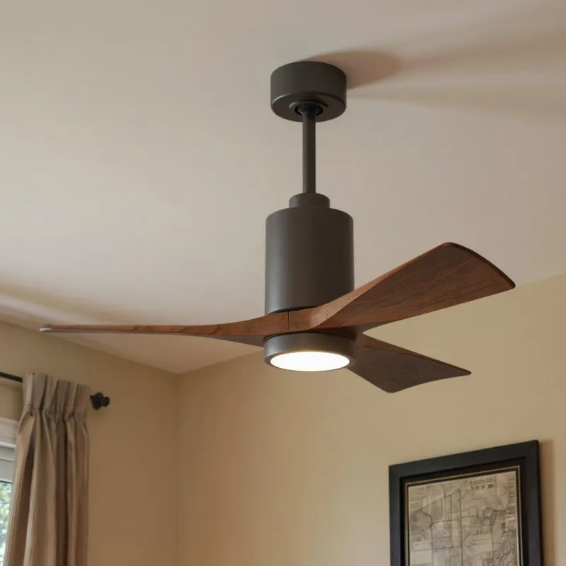 UMC9444 Modern Indoor/Outdoor Ceiling Fan, 14" (Plus Downrod) H x 42" W x 42" D, Textured Bronze Finish, Thistmere Collection — Urban Ambiance LED Post Top Lights 16.6W 2700K