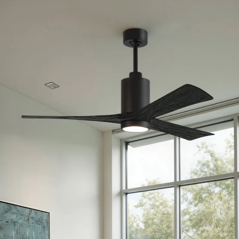 UMC9441 Art Deco Indoor/Outdoor Ceiling Fan, 14" (Plus Downrod) H x 60" W x 60" D, Matte Black Finish, Thistmere Collection — Urban Ambiance LED Post Top Lights 31.7W 6500K