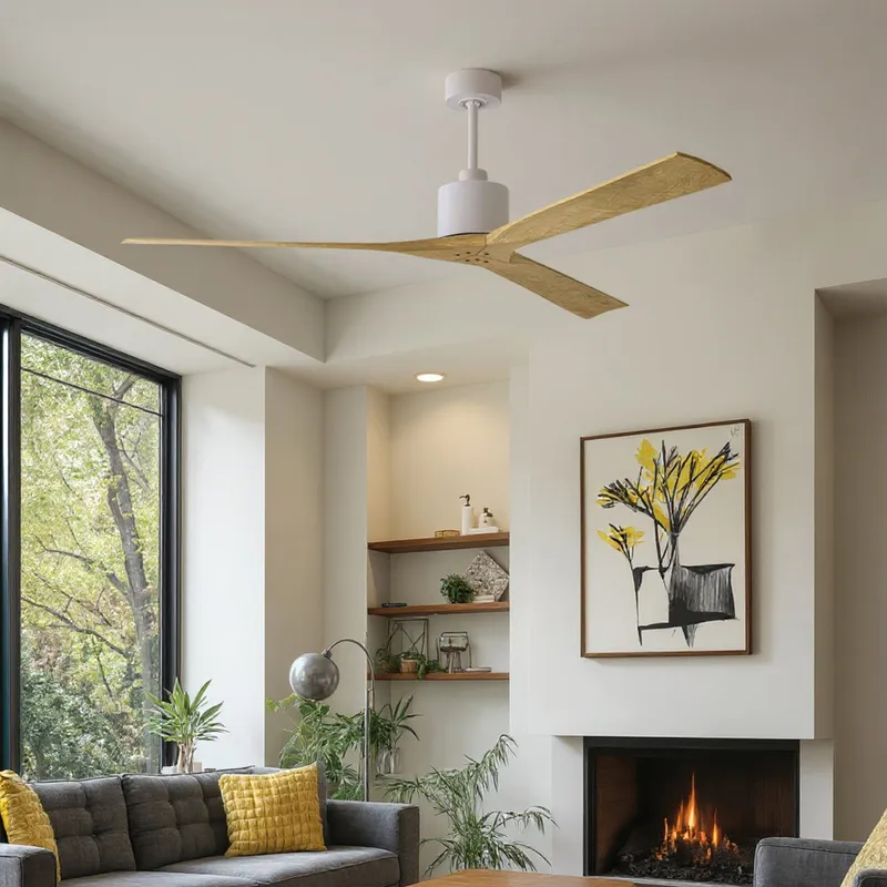 UMC9432 Industrial Indoor/Outdoor Ceiling Fan, 12" (Plus Downrod) H x 72" W x 72" D, Matte White Finish, Breecelyn Collection — Urban Ambiance LED Lighting Controls 32.0W 