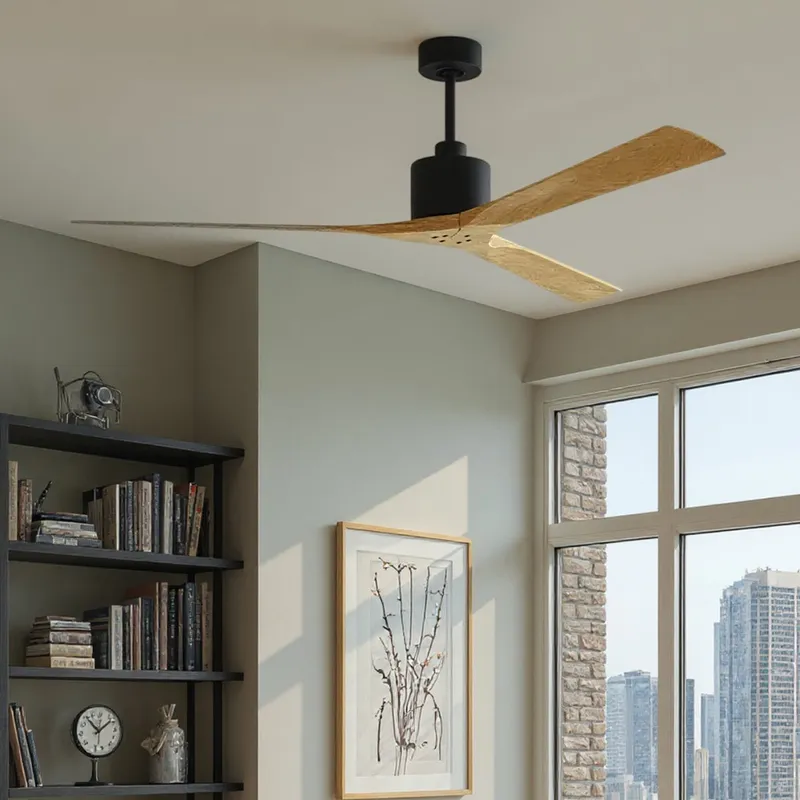 UMC9430 Urban Loft Indoor/Outdoor Ceiling Fan, 12" (Plus Downrod) H x 72" W x 72" D, Matte Black Finish, Breecelyn Collection — Urban Ambiance LED Lighting Controls 32.0W 