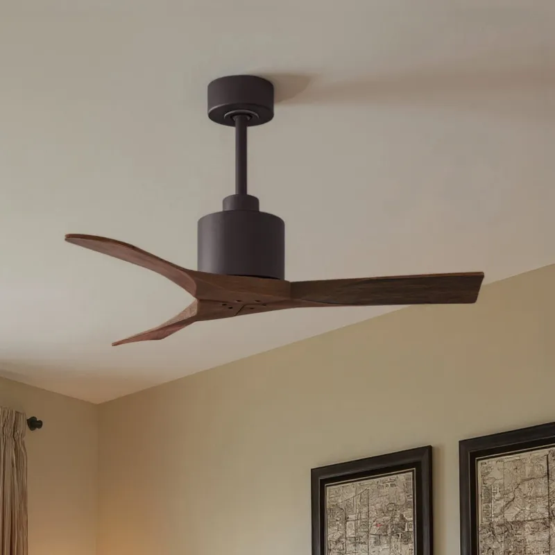 UMC9424 Modern Indoor/Outdoor Ceiling Fan, 12" (Plus Downrod) H x 42" W x 42" D, Textured Bronze Finish, Breecelyn Collection — Urban Ambiance LED Lighting Controls 28.4W 