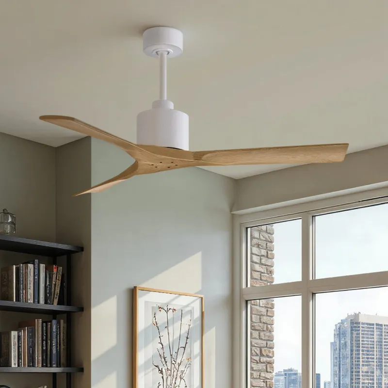 UMC9420 Contemporary Indoor/Outdoor Ceiling Fan, 12" (Plus Downrod) H x 52" W x 52" D, Matte White Finish, Breecelyn Collection — Urban Ambiance LED Lighting Controls 29.1W 
