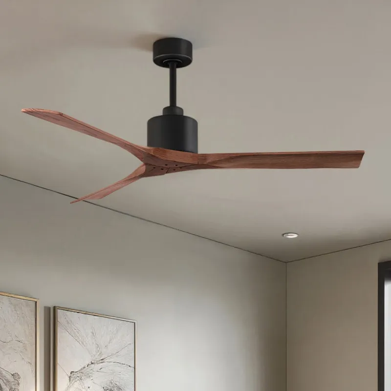 UMC9419 Minimalist Indoor/Outdoor Ceiling Fan, 12" (Plus Downrod) H x 60" W x 60" D, Matte Black Finish, Breecelyn Collection — Urban Ambiance LED Lighting Controls 30.2W 
