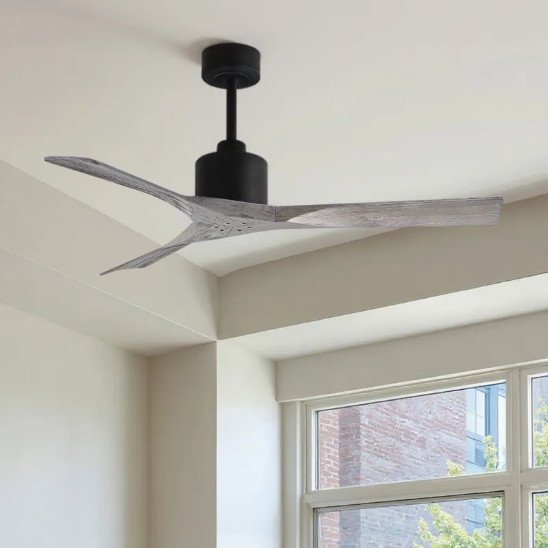 UMC9413 Modern Indoor/Outdoor Ceiling Fan, 12" (Plus Downrod) H x 52" W x 52" D, Matte Black Finish, Breecelyn Collection — Urban Ambiance LED Lighting Controls 29.1W 