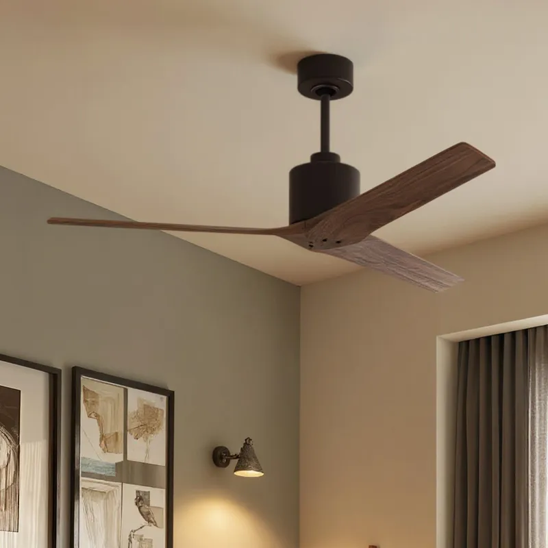 UMC9400 Modern Indoor/Outdoor Ceiling Fan, 12" (Plus Downrod) H x 60" W x 60" D, Textured Bronze Finish, Loquessa Collection — Urban Ambiance LED Lighting Controls 31.7W 