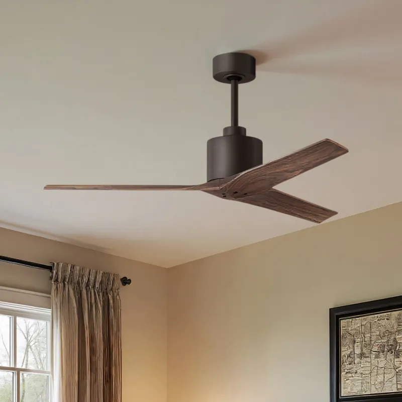 UMC9399 Natural Indoor/Outdoor Ceiling Fan, 12" (Plus Downrod) H x 52" W x 52" D, Textured Bronze Finish, Loquessa Collection — Urban Ambiance LED Lighting Controls 30.8W 