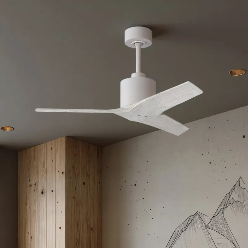 UMC9397 Modern Indoor/Outdoor Ceiling Fan, 12" (Plus Downrod) H x 42" W x 42" D, Matte White Finish, Loquessa Collection — Urban Ambiance LED Lighting Controls 29.9W 